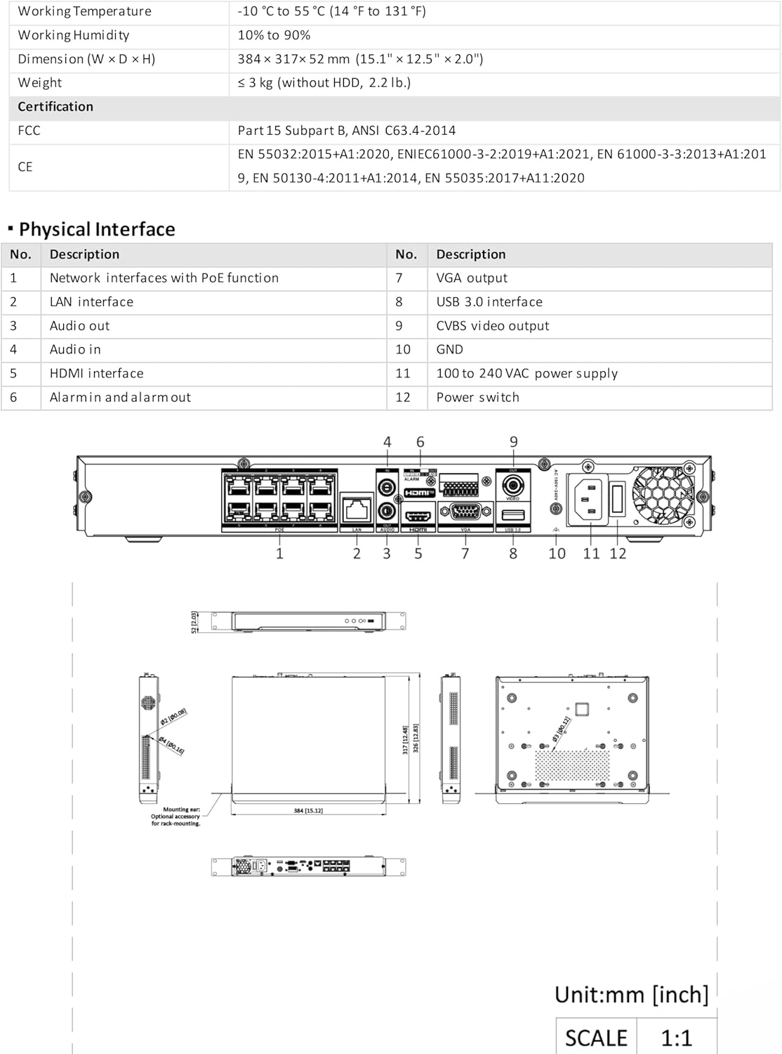 DS-7608NI-M2/8P H.265 8 Channel PoE 8K Network Video Recorder NVR, Up to 32MP Resolution Input, Hard Drive Not Included, Support Firmware Upgrade