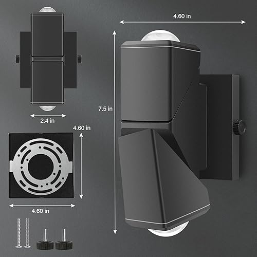 Miniatura 6 de VANoopee Luces LED de dirección ajustables hacia arriba y hacia abajo, luz de pared LED para patio, porche delantero, aplique de pared al aire