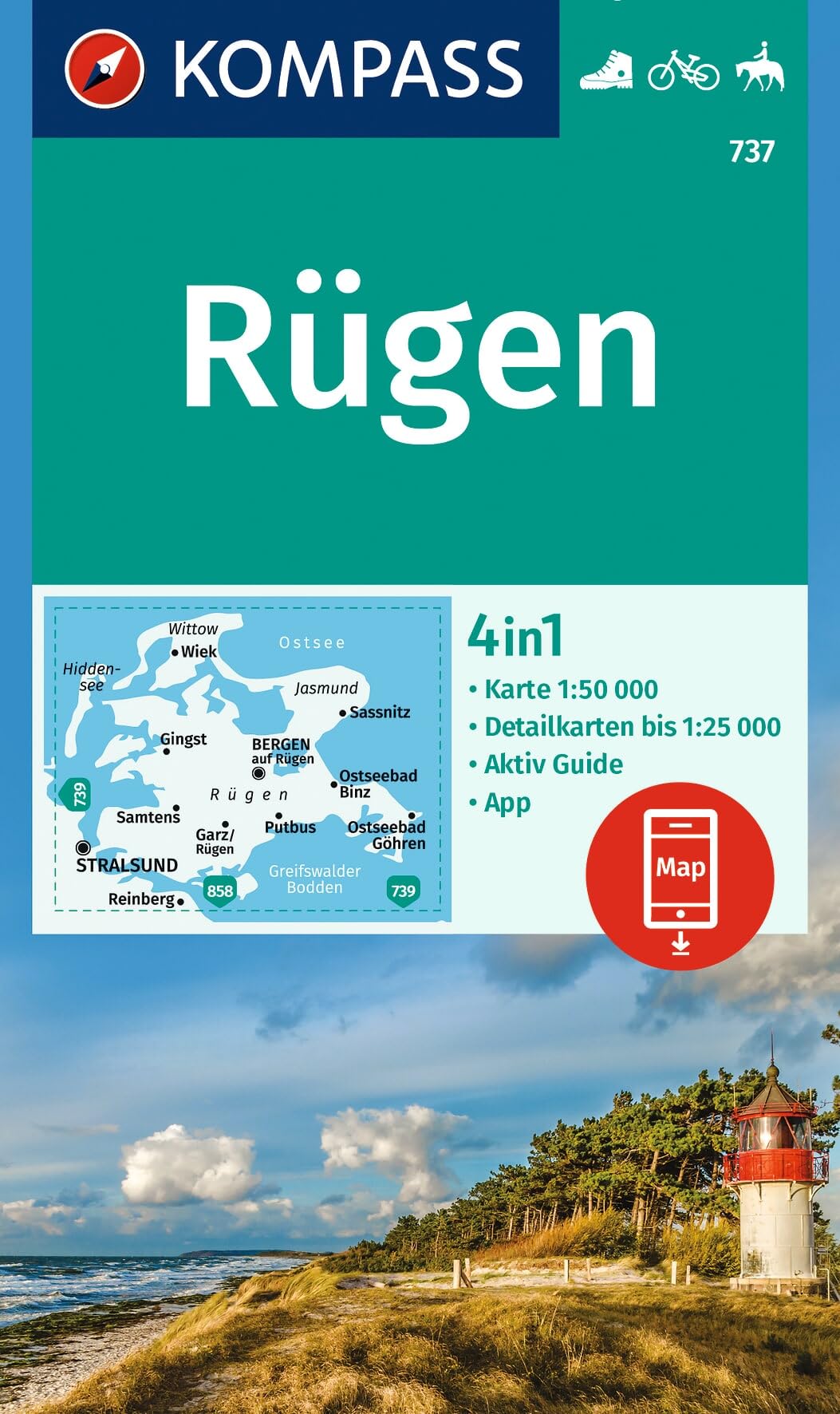 Rugen WK 737: 4-in-1 hiking map, with activity guide and 1:25000 scale maps