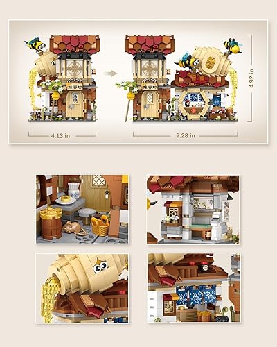 Vista 41 de Izakaya Shop - Juego de bloques de construcción japoneses Street View Izakaya, tienda temática, modelo creativo, mini ladrillos de construcción