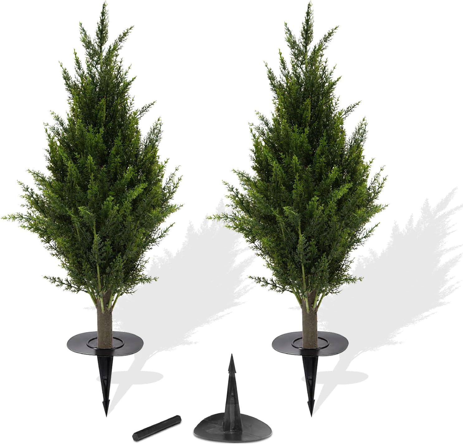 28inch Height Artificial Cypress Topiary UV-Resistant Great for Indoors & Outdoor,Easy to Install,Set of 2 Artificial Tree with Spike. Easy to Push in The Ground