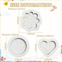 Vista 5 de Moldes de silicona para fondant de cara sonriente (3 unidades), molde de silicona para decoración de pasteles de flores sonrientes para cupcakes