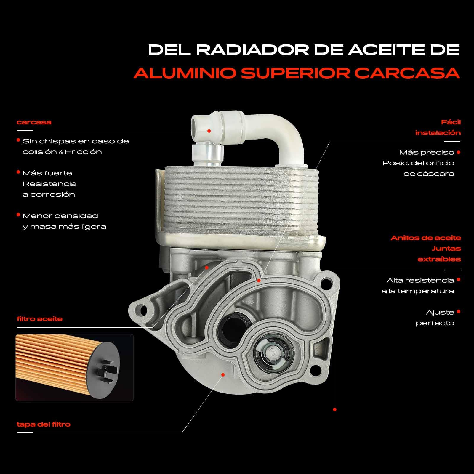 Frankberg Enfriador de aceite aceite de motor refrigerado por agua con | Compatible con: Serie 3 E46, Serie 1 Convertible E88, Serie 3 Convertible E46, Serie 3 Coupé E46, Serie 3 Touring E91