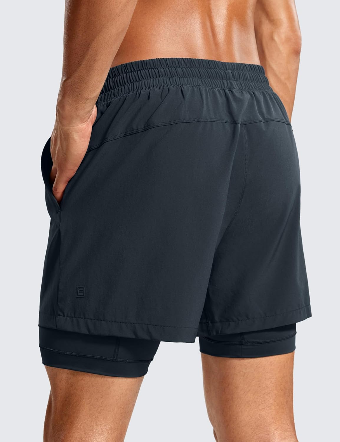 CRZ YOGA Mens 2 in 1 Long Liner Shorts 5" - Lined Running Quick Dry for Workout Gym Basketball Athletic with Pockets - Image 2