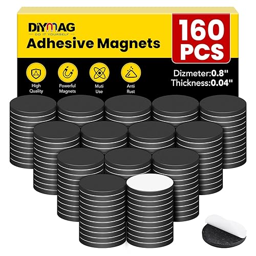 Miniatura 15 de DIYMAG Imanes con Respaldo Adhesivo, 360 Piezas Diámetro 0.8'' x 0.04'' Puntos Magnéticos para Refrigerador Artículo Imprescindible para Aula Cinta