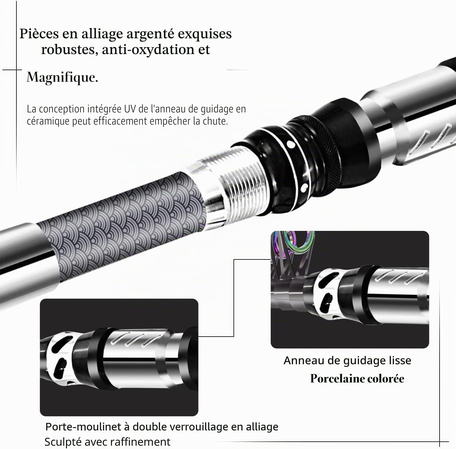 Ensemble de canne à pêche télescopique et moulinet 2,1 m, 2,4 m, 3 m, 3,6 m en carbone 13BB Sac pour moulinet Leurres Hameçons