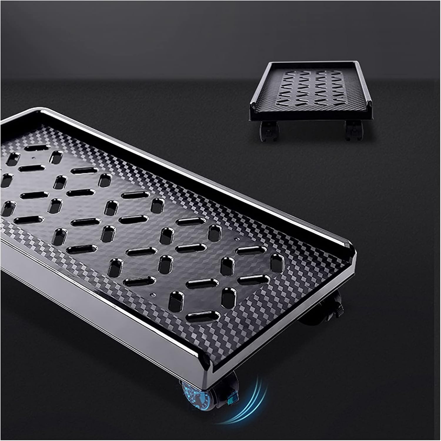 CPU Stand Mobile PC Rack CPU Bracket cart with Wheels，Desktop PC Host Base Tray,Movable Pulley Chassis Shelf (Black) Computer Tower Stand