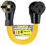 Tellegloww 1 Feet 50Amp NEMA 14-50P to 10-50R RV to Stove Adapter Cord, 4 Prong Generator RV Male to 3 Prong Stove Oven Female Adapter Generator Dryer Stove Power Connect, STW 6 AWG, ETL Listed