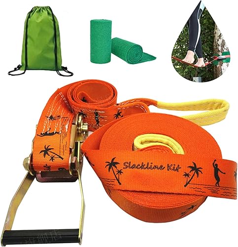 LXYYSG Slack Line Kits, Slackline con protector de árbol y protector de trinquete, kit de arranque Slackline para niños y adultos, línea de holgura