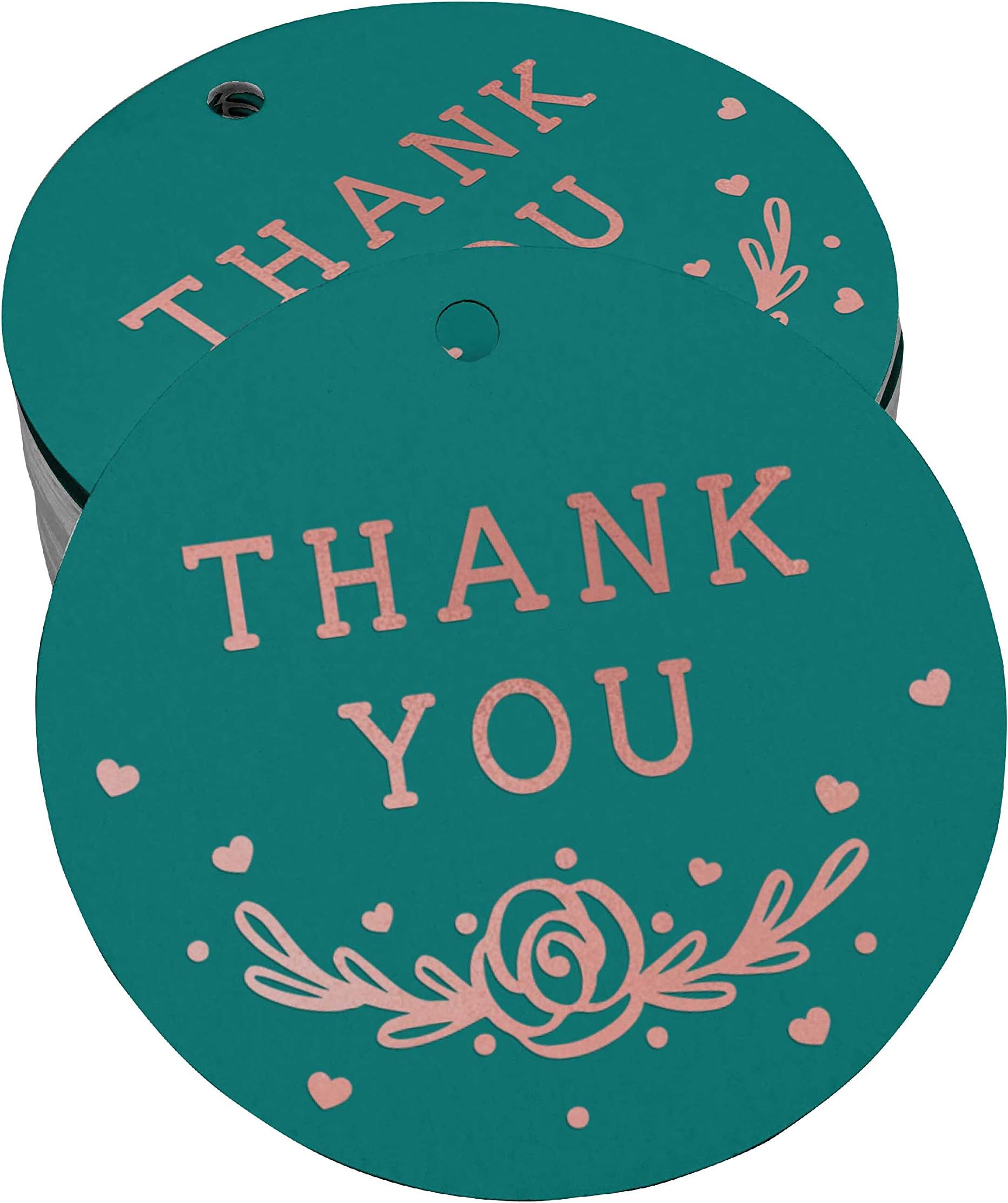 Pack of 100 Thank You Bridal Shower-Baby Shower-Retirement-Wedding-Birthday Favor Paper Tags Craft Real Rose Gold Foil Hang Tags