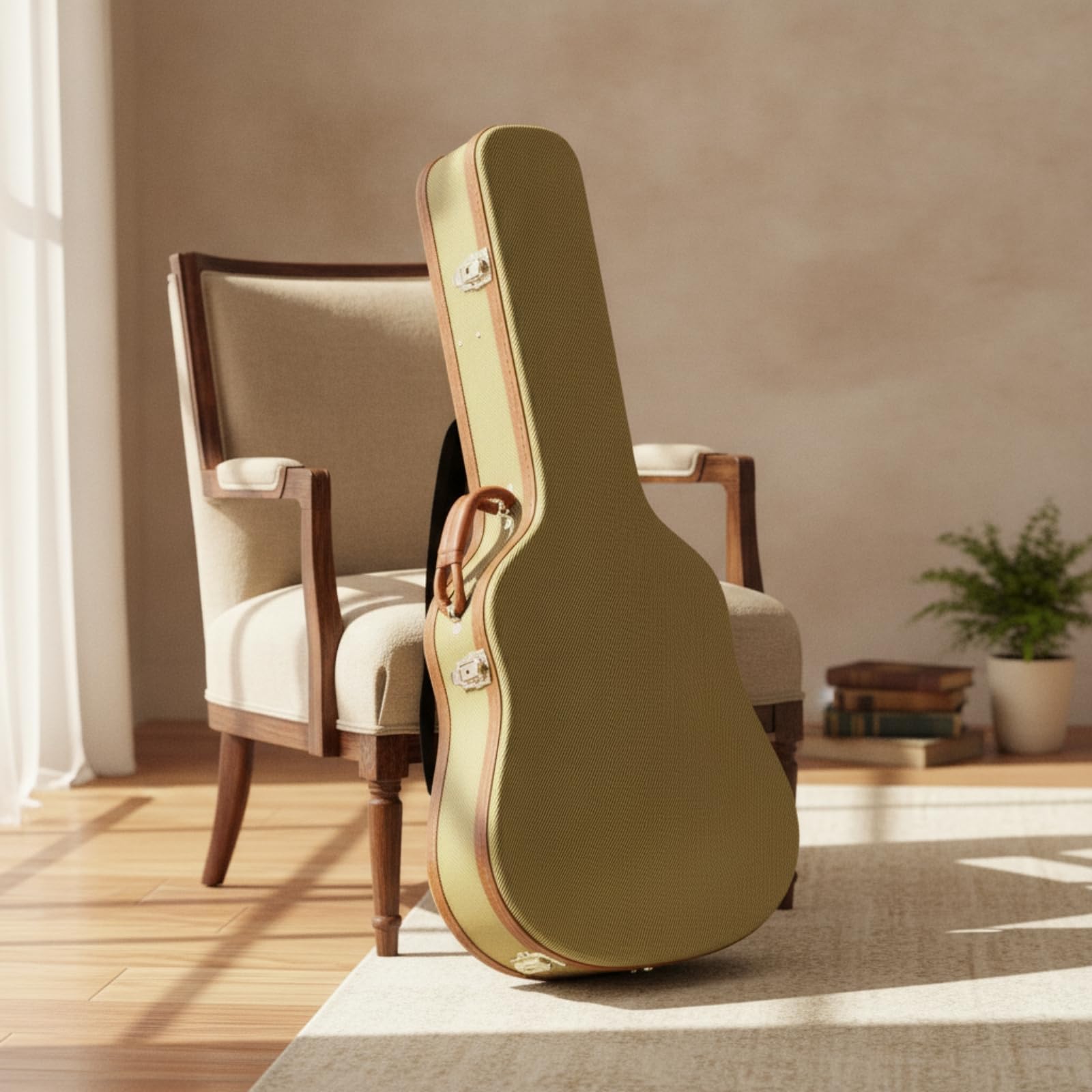 Custodia Chitarra Acustica Rigida Custodia Valigetta Custodia con Spallacci Manico Imbottito Struttura in Legno Rivestimento in Pelle PU Interno in