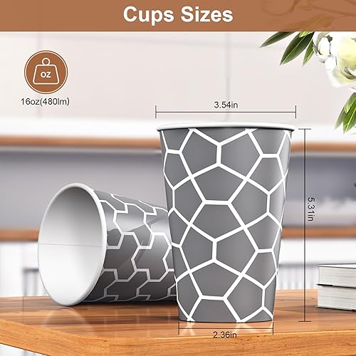 Miniatura 2 de Vasos de papel de 16 onzas, 180 unidades, tazas de café desechables, vasos para bebidas calientesfrías para agua, café, té, jugo