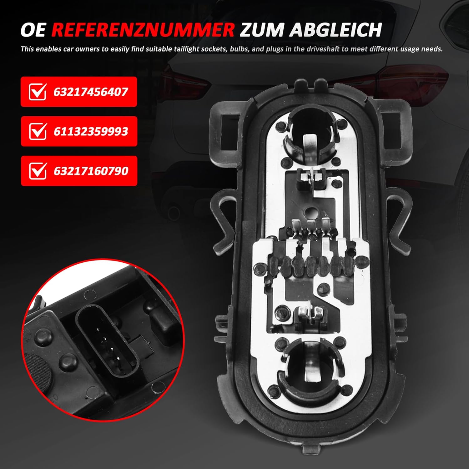 Tail light holder + bulb + plug for MINI F54, F60, F55, F56, F57 1.5T, 2.0T COOPER S JCW ONE Peat# 63217456407, 61132359993, 63217160790