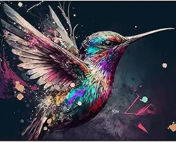 Kits de pintura por números para adultos, beija-flor, pintura a óleo por números, para adultos, iniciantes em tela, para decoração de parede de casa, presentes de aniversário de Natal, 40 x 50 cm (sem