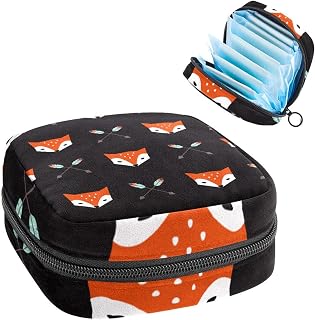 Period Pouch, Portable Tampon Storage Bag for Sanitary Napkins, Feather Arrows and Fox, Multicolor, 4.7x6.6x6.6 in/12x17x17 cm