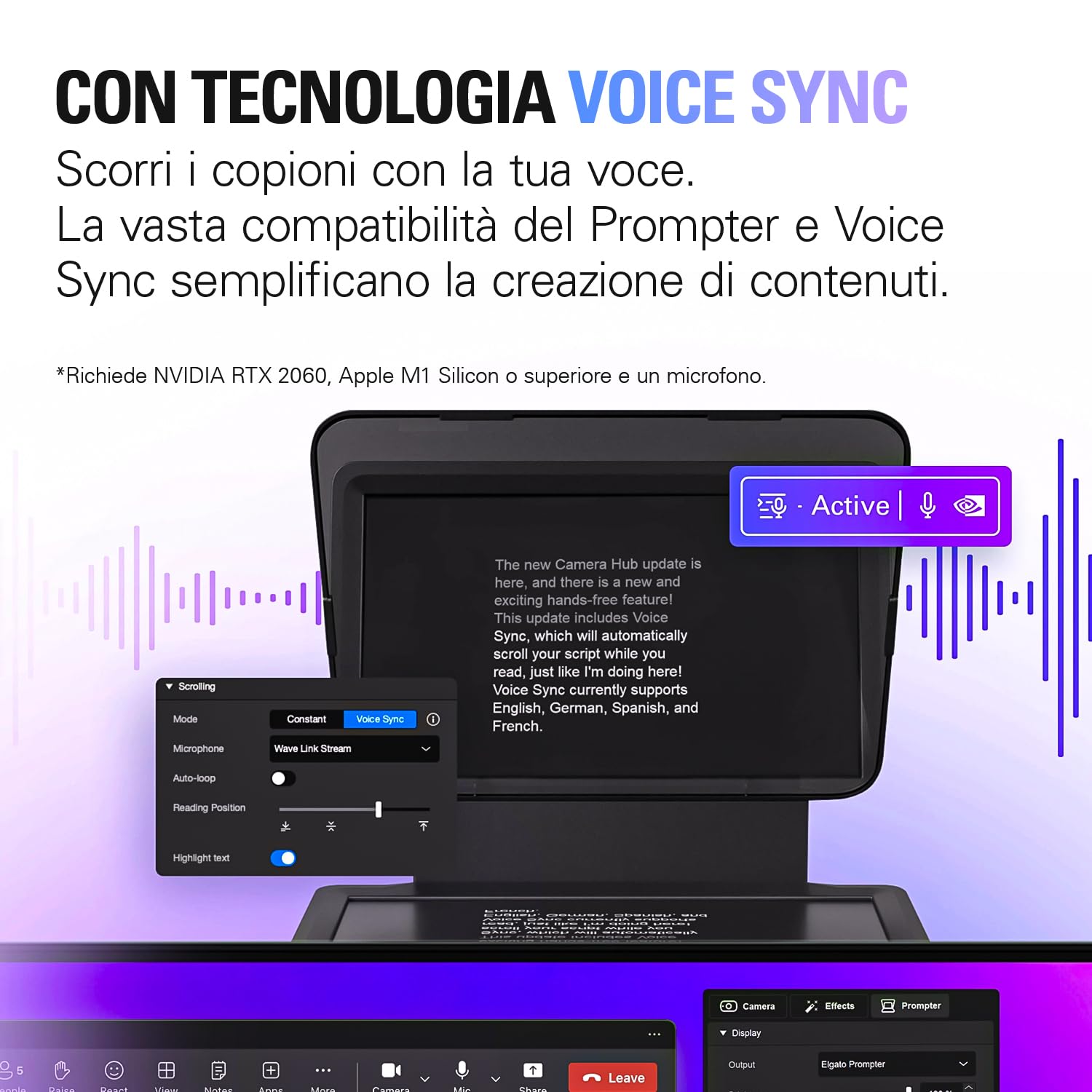 Elgato Prompter – Teleprompter con schermo integrato, YouTube, Twitch, Zoom, Teams e altro, supporta DSLR/Webcam/Smartphone, visualizzazione del monitor Drag & Drop, funziona con Mac/PC & Stream Deck