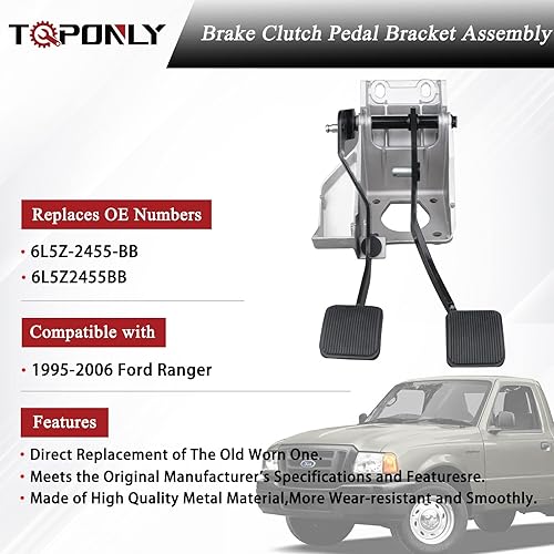 Miniatura 3 de TQPONLY conjunto de soporte de pedal de embrague de freno con bujes montados Compatible con Ford Ranger 1995-2006 Reemplaza 6L5Z2455BB