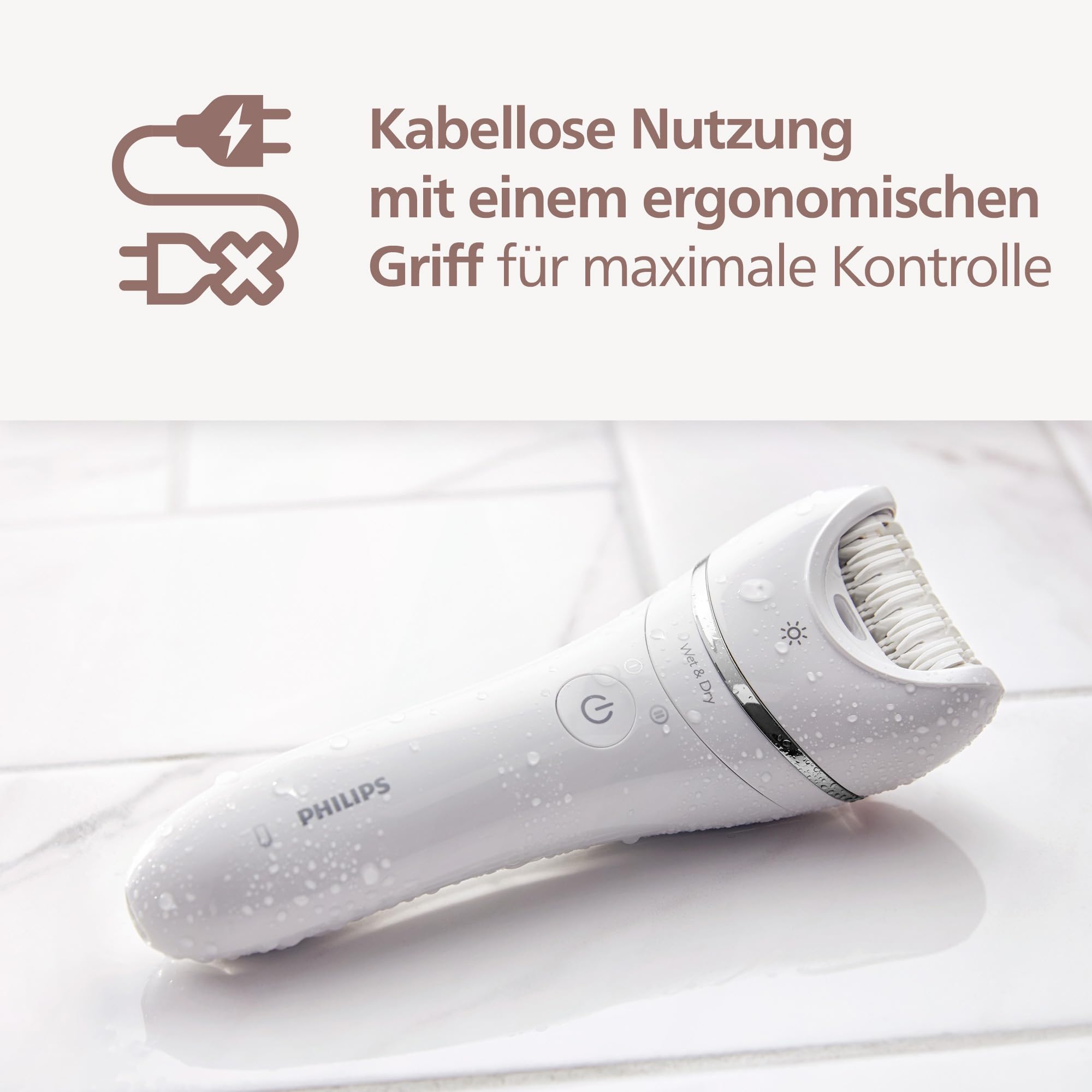 Philips Series 9000 Beauty Set BRE770/92 kabelloser Epilierer nass trocken 6 Zubehörteile