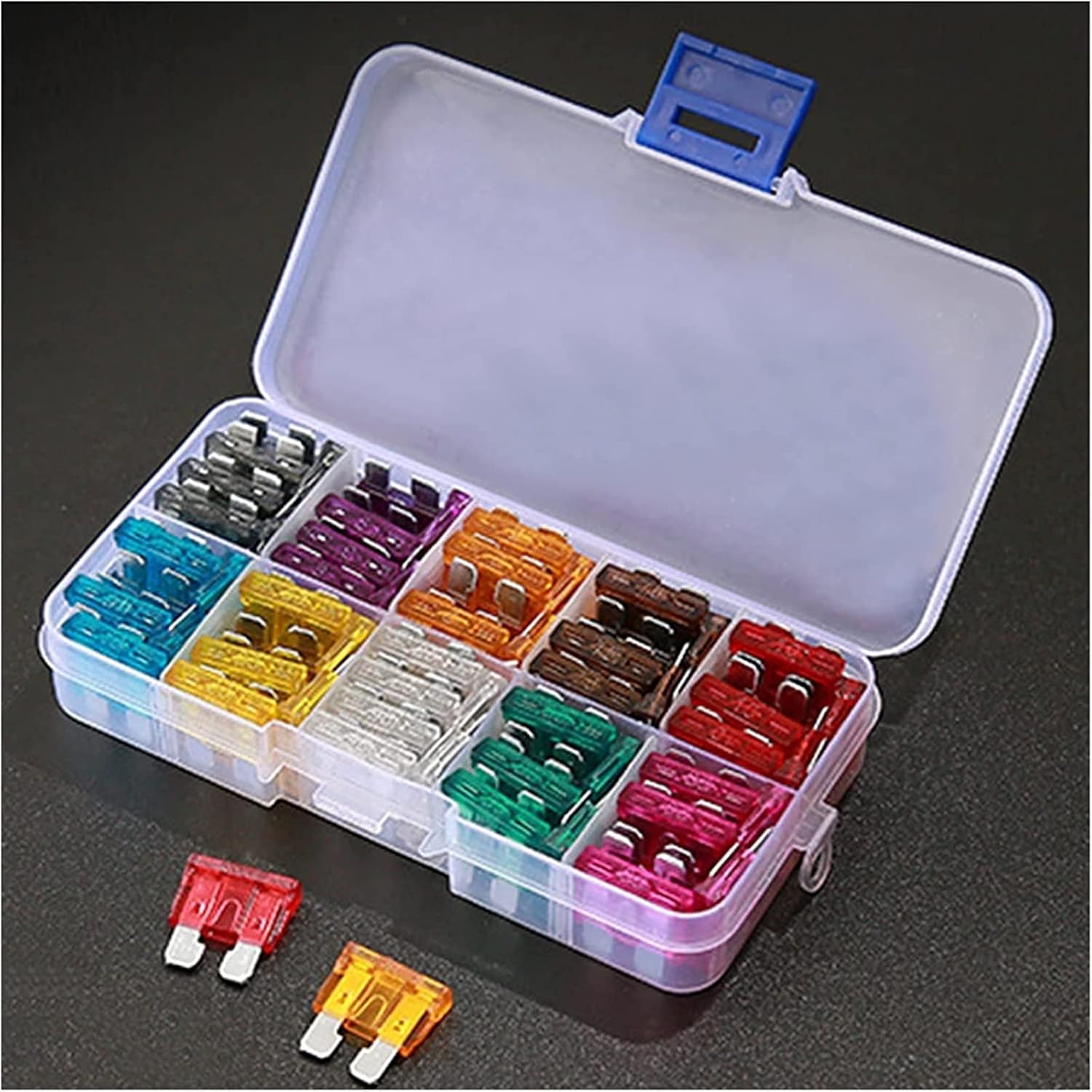 Fuse 50pcs/lot Car Truck Micro Blade Fuses 2A 3A 5A 7. 10A 15A 20A 25A 30A 35A AMP Plastic Box Assortment
