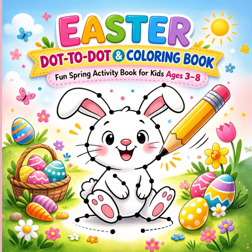 Easter Dot-to-Dot & Coloring Book for Kids: Fun Spring Activity Book for Kids Ages 3–8 | Connect the Dots, Coloring Pages, Cute Easter Bunny Designs