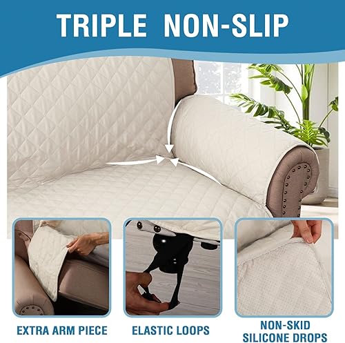 Miniatura 7 de H.VERSAILTEX - Fundas de sofá para sofá de 3 cojines, protector de sofá para perros, fundas de muebles para mascotas, funda 100% impermeable con