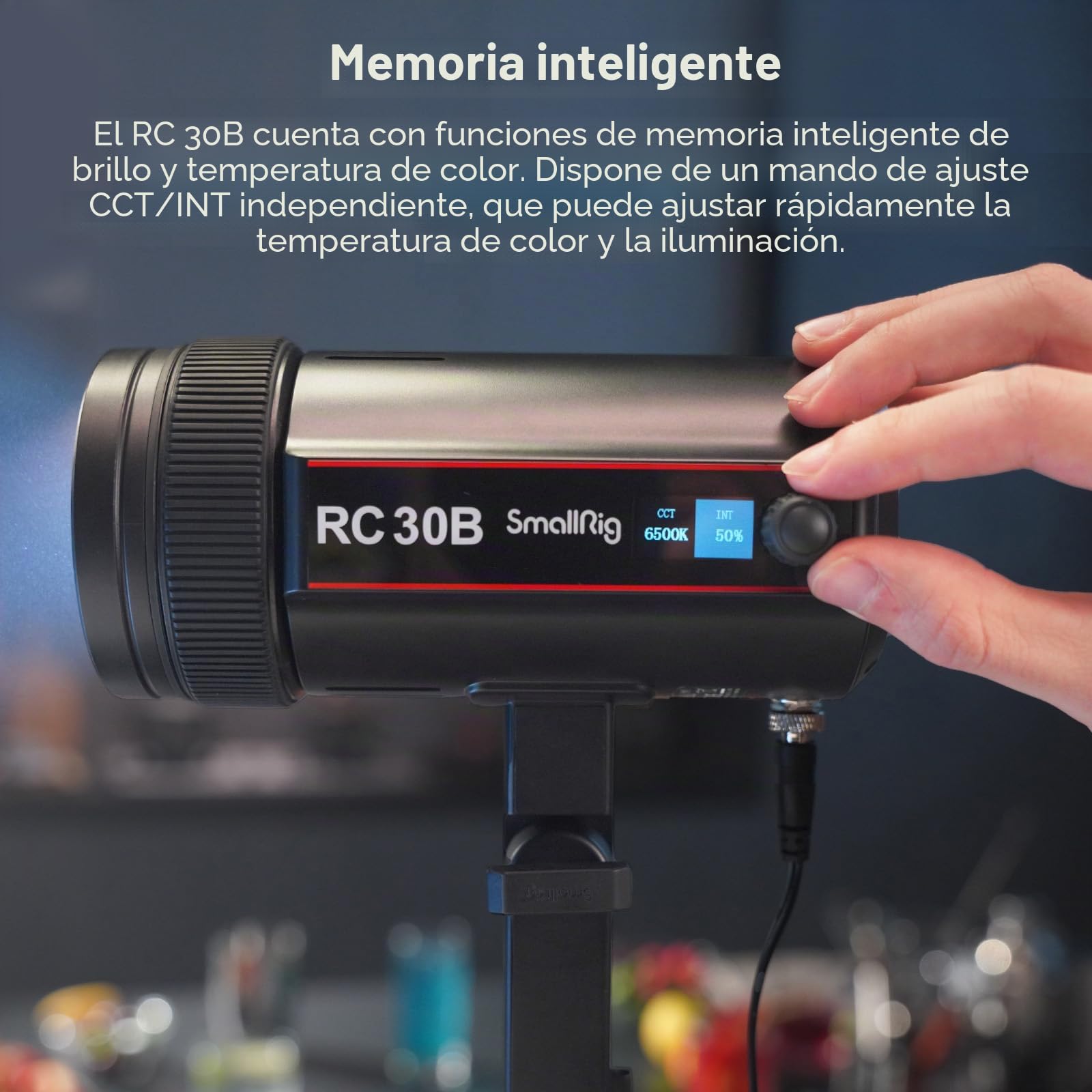 SMALLRIG RC 30B COB Luz de Vídeo, 30W Luz de Vídeo Bicolor CCT 2700K-6500K, 10900 Lux@1m, Ángulo Ajustable de 15°- 60°, CRI 96+, TLCI 96+, Iluminación Trasera Dura para Fotografía - 4280