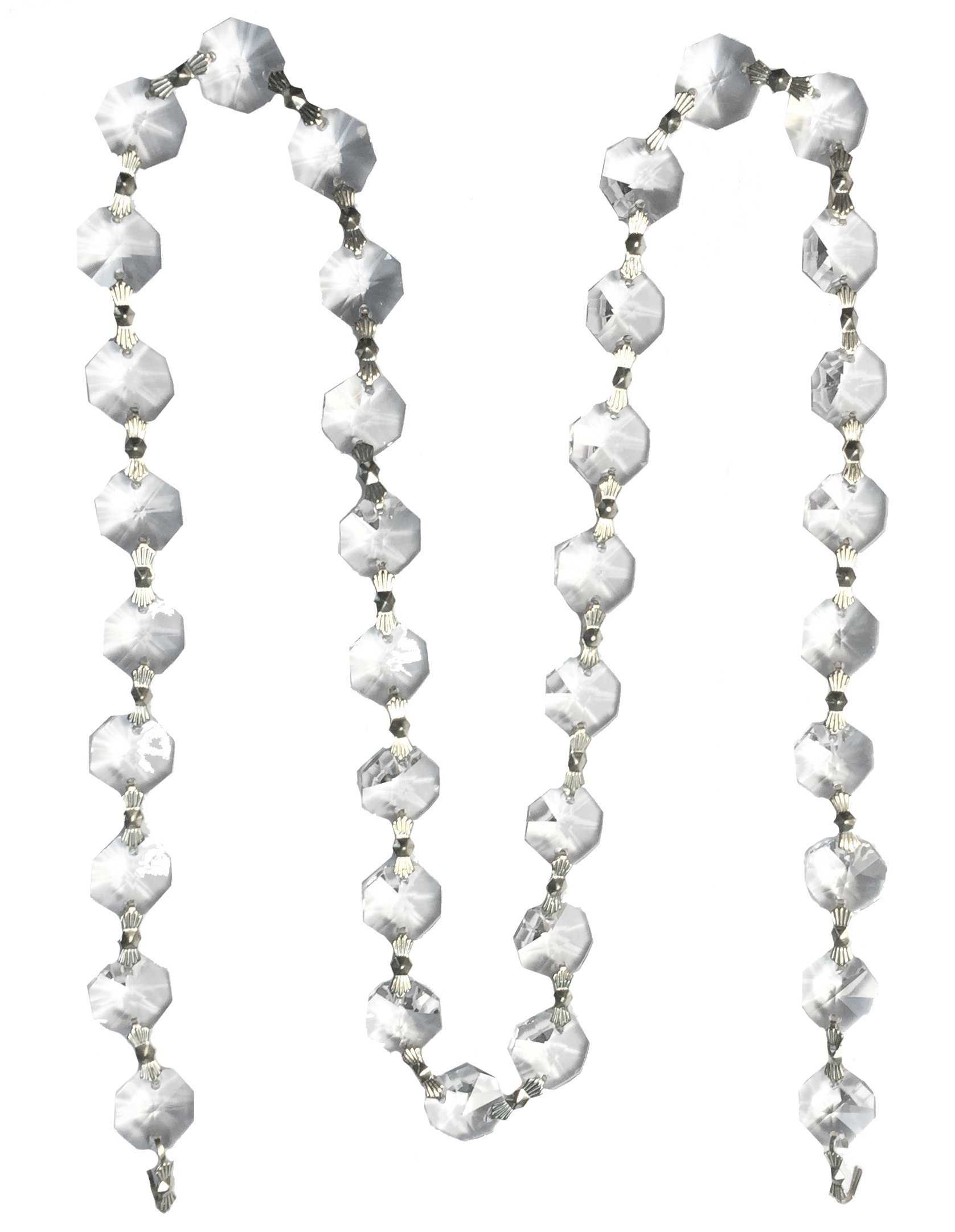 Royal Designs Chandelier Crystal Octogan Prism Pendants Balls with Brass Connectors, Crystal 45 Beads, Set of 10 Clear K9 Crystal with Chrome Joints CPC-1008-CH-5-10