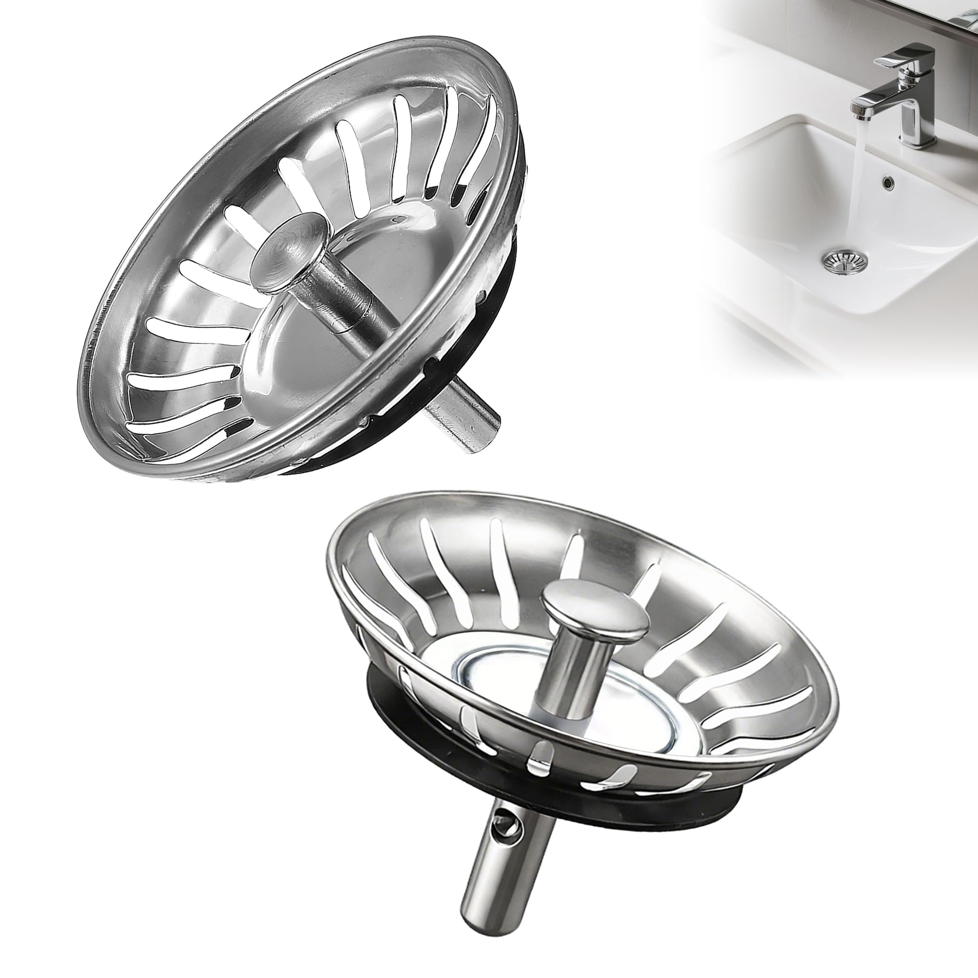 2PCS 78mm Kitchen Sink Plug Strainer, Sink Strainer Plug Replacement