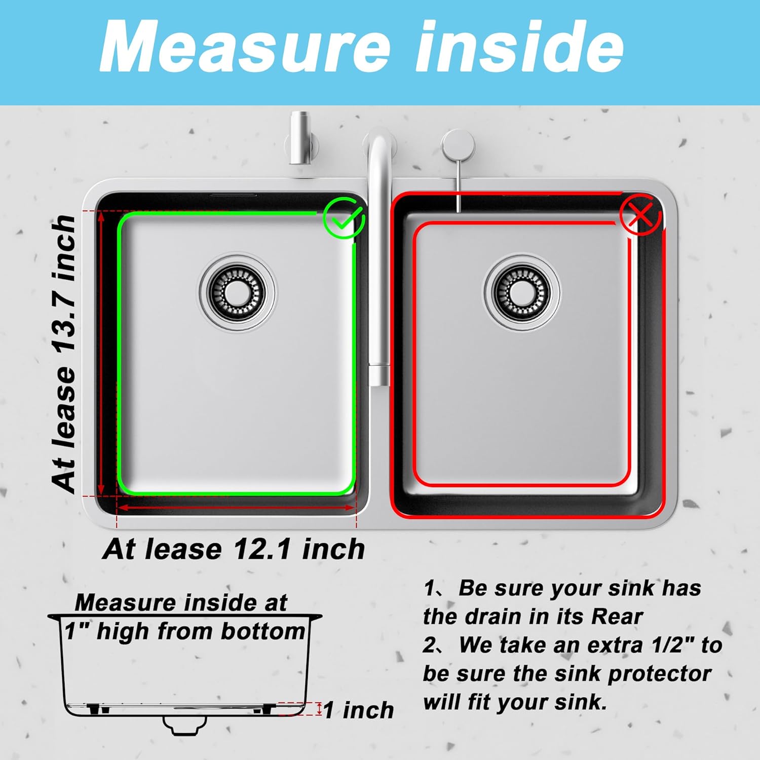 Gold Sink Protector for Kitchen Sink,13.2"L×11.6"W Stainless Steel Sink Grid, Golden Sink Rack for bottom of Sink with Rear Drain and Strainer,Corner Radius 2",1 Pack