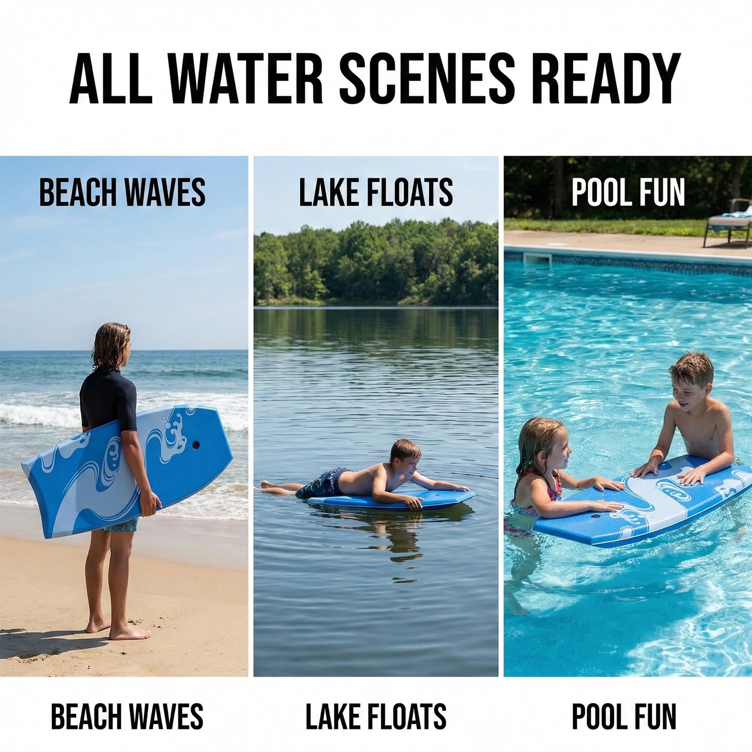 Breeze 104,1 cm Bodyboard – Leichtes EPS-Core-Bodyboard mit IXPE-Deck, HDPE Slick Bottom, Halbmondschwanz & gewickelter Handgelenkleine – ideal für Strandsurfen & Wellenreiten (Blau)