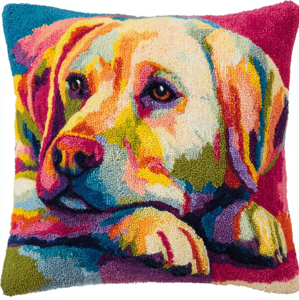 Axiangzik Labrador Retriever Latch Hook Pillow Kits With Yarn,