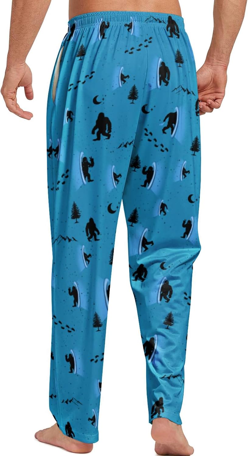 Pajama Pants for Men Printed Pajama Bottoms Drawstring Lounge Pants Sleepwear with Pockets image 2