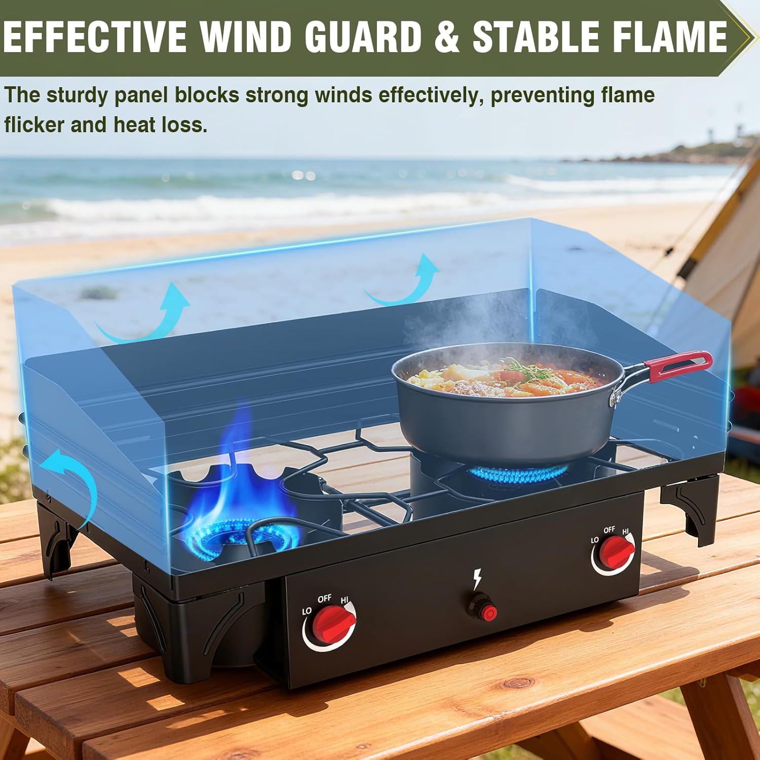 Bestfire Universal 54.3in Foldable Windscreen for 2 Burner Camping Stoves Compatible With ROVSUN/Gas One/ADREAK/SKOK and Most Outdoor Propane Stove Models, Easy to Install