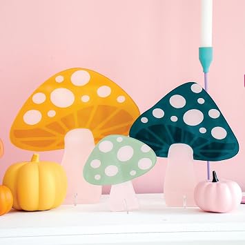 C. R. Gibson ADM-25405 Kailo Chic Acrylic Mushrooms Home Decorations, Sizes Vary, Green and Gold, 3 Pieces