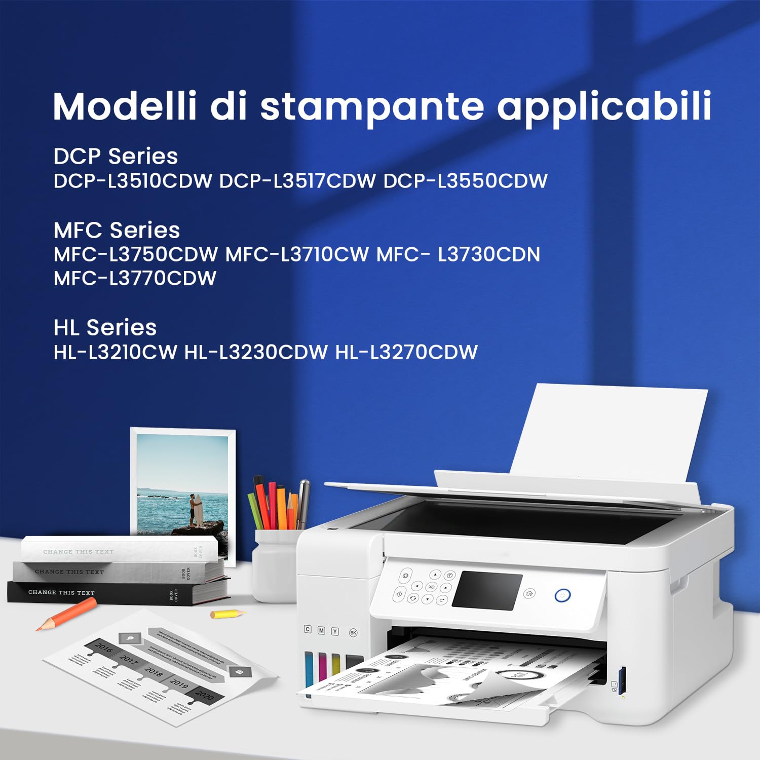 TN248 TN248XL Cartucce Toner Con Chip Compatibili per Brother TN248 TN248CMYK TN-248XL per Brother DCP-L3560CDW MFC-L3760CDW MFC-L3740CDWE HL-L3220CWE DCP-L3520CDWE HL-LC3215CW (4-Pack)