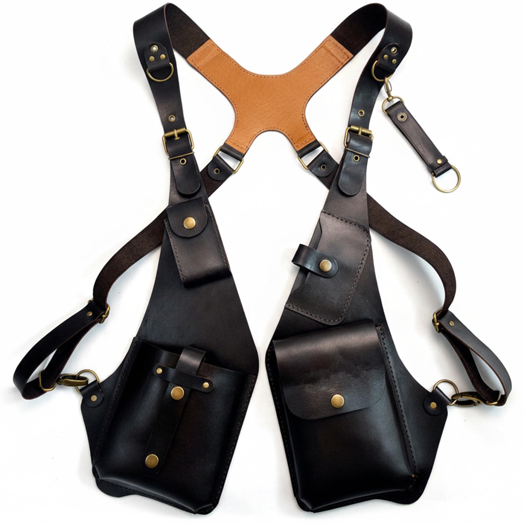 Bolso de hombro de cuero vintage para axila, con arnés doble de alta resistencia 5