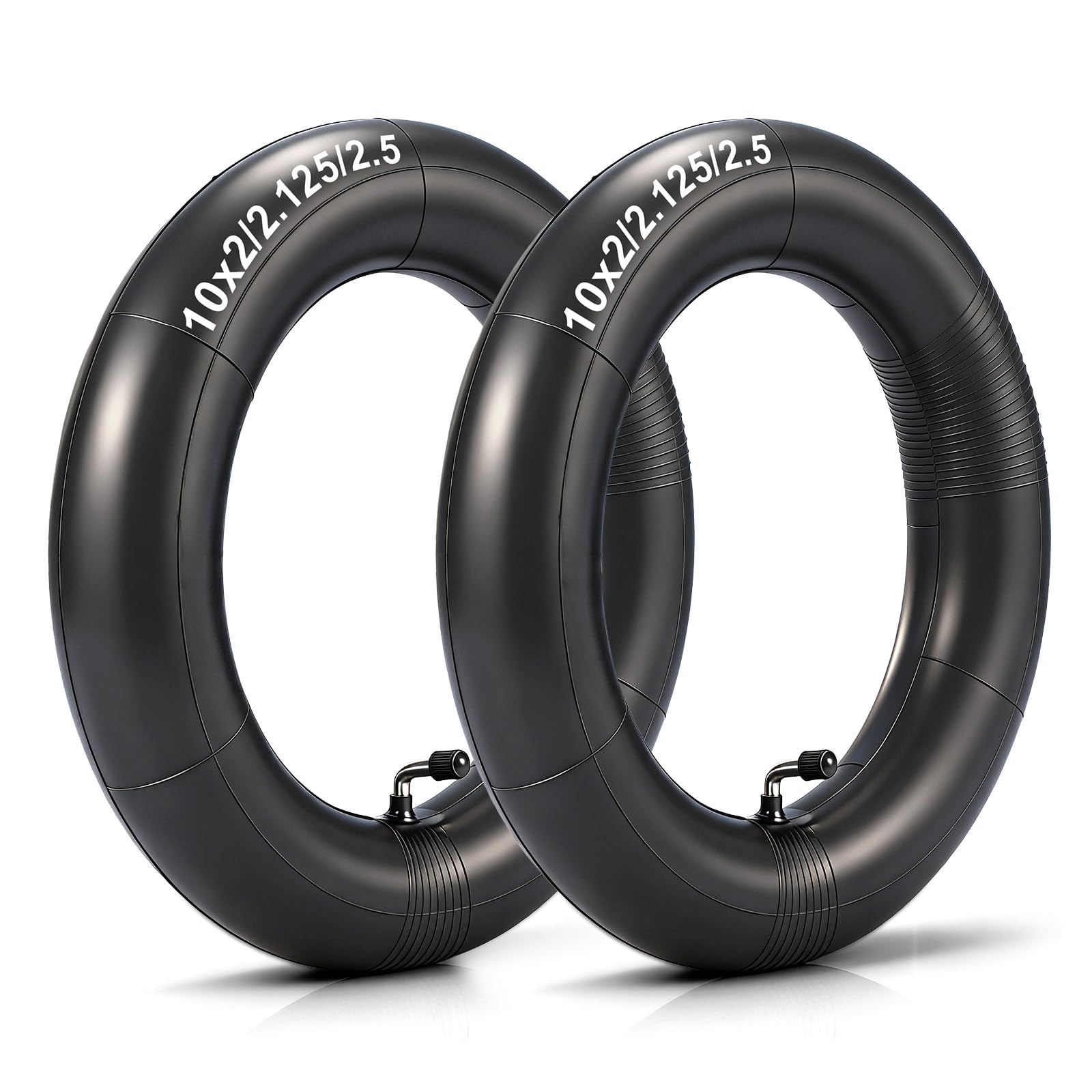 Photo 1 of 10x2/2.125/2.5 Inner Tubes (2 Pcs) - Compatible with Segway Ninebot Max G30, Gotrax 60/70-6.5 Electric Scooters, Gas Scooters, Pocket Bikes - Extra Thick 2.0mm Butyl Rubber, 90° Bent Valve