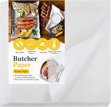 NACHLYNN 110 Pieces White Butcher Paper for Sublimation Disposable Butcher Paper Sheets Precut 12 x 12 inch Square Meat Sheet No Wax for Wrapping Meat