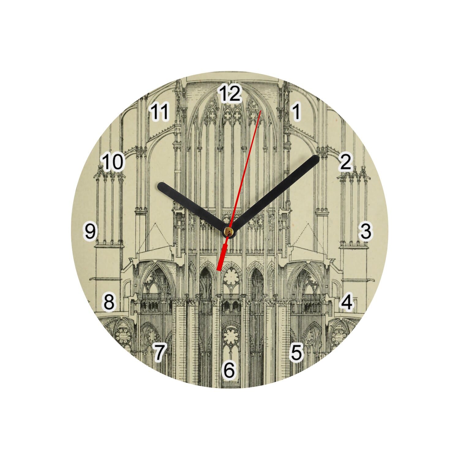 Horloge murale en verre Notre-Dame, pendule blanche d'architecture de 20 cm
