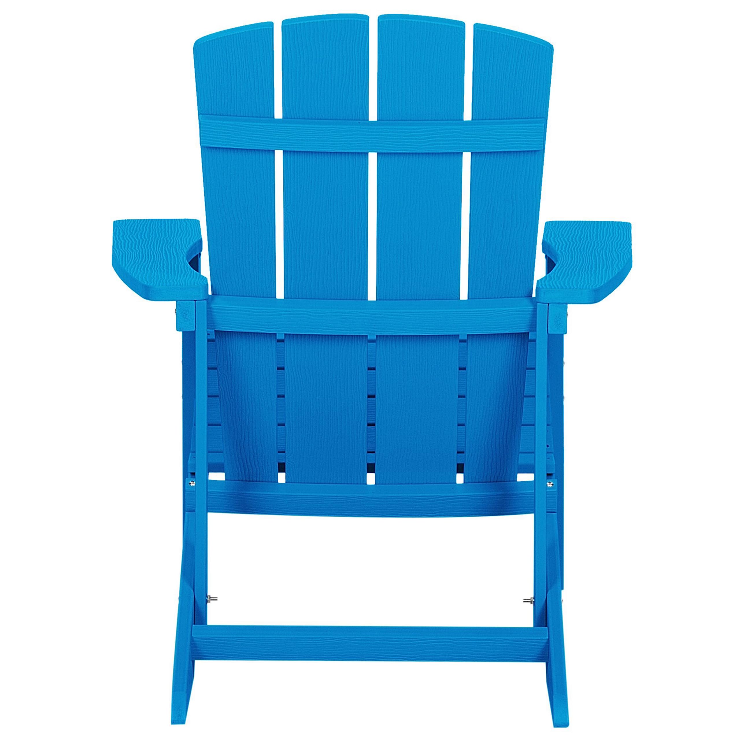 Moderner Muskoka Gartenstuhl Kunstholz Blau mit Hocker Armlehnen Adirondack