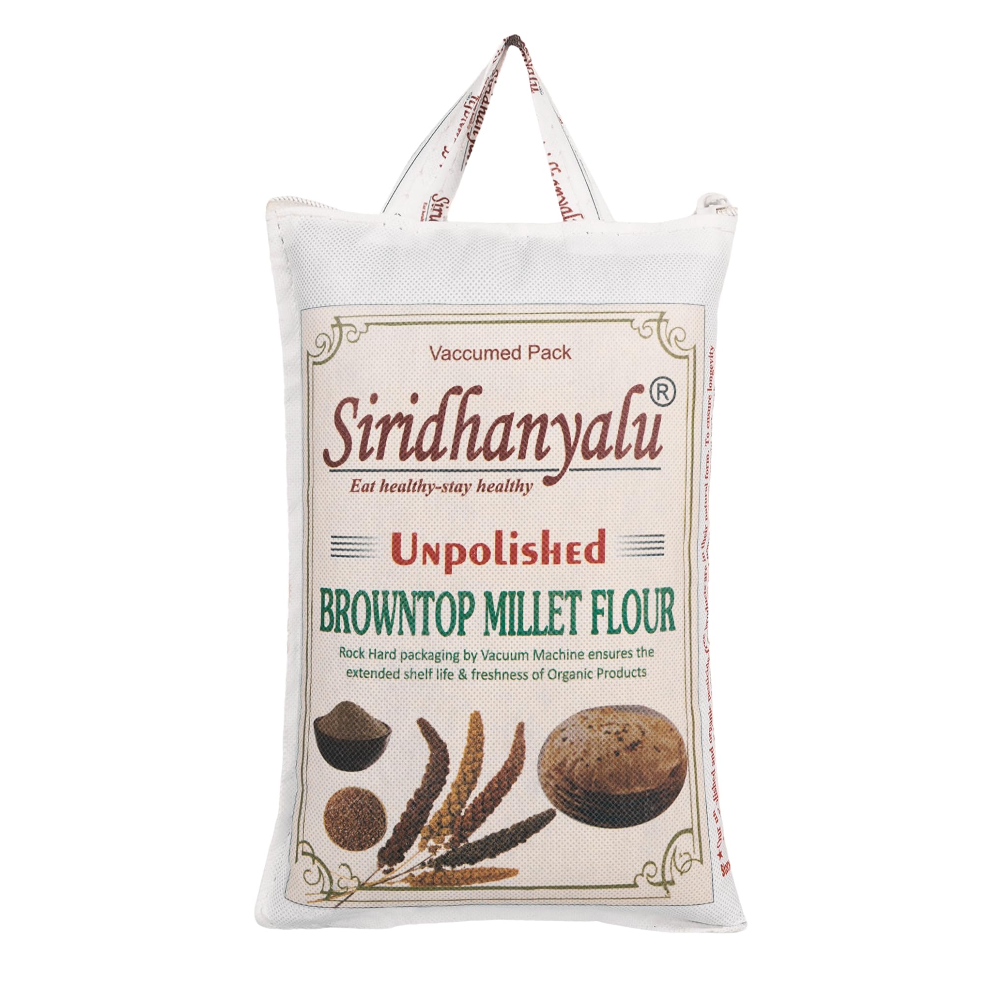 SIRIDHANYALU Browntop Millet Flour (Unpolished & Organic) | Gluten Free Browntop Millet Atta (Powder) For Diabetes | Browntop Millet Flour For Weightloss Online New Tech Rock-Hard Vacuumed Pack