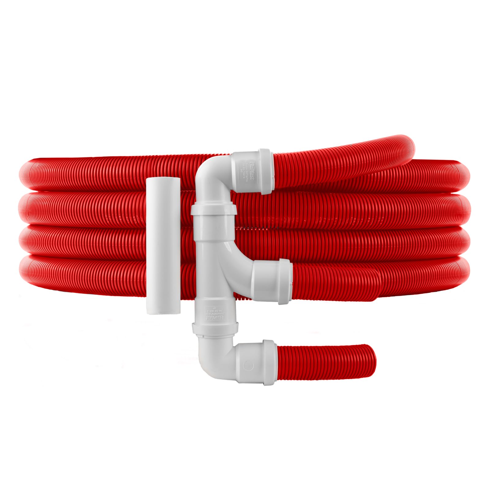 BITS4REASONS New Model Caravan (Twin) RED HIGH Visibility Safety Waste Water Outlet Pipe System with 4 METRE SITE Pipe Option with FLOPLAST Home Plumbing Grade Fittings CE Standard Tested to EN 1451