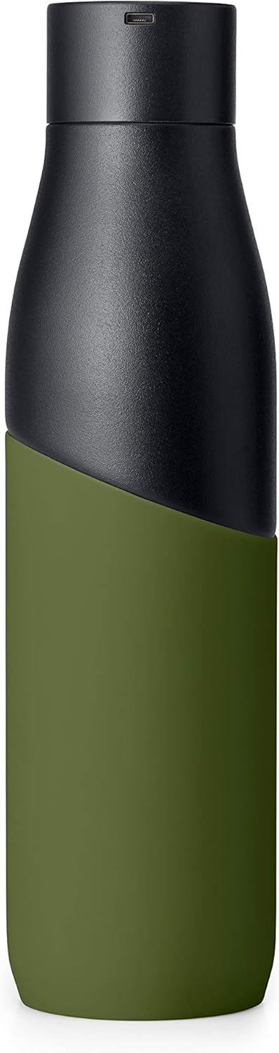 LARQ Bottle Movement PureVis 32 oz- Lightweight Self-Cleaning and Non-Insulated Stainless Steel Water Bottle with UV Water Purifier | Reusable & Travel Friendly, Black/Pine - Image 2