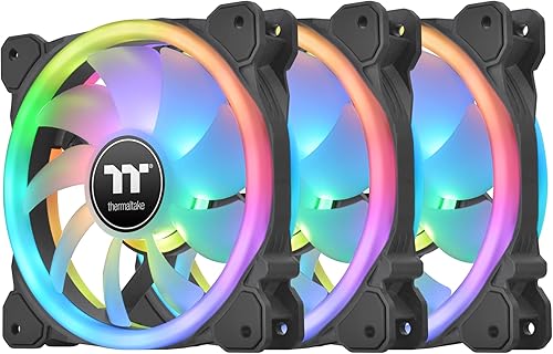 Thermaltake SWAFAN - Ventilador de radiador RGB 12 TT Premium Edition, paquete de 3, diseño de hoja de ventilador intercambiable, dirección de flujo