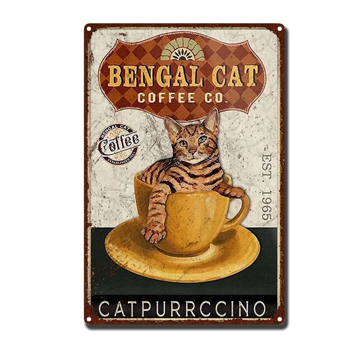 猫 コーヒー ブリキ看板 20×14 ミニ レトロ インテリア Amazon.co.jp: RXETYNVG ヴィンテージ猫ブリキ看板 - レトロなコーヒー