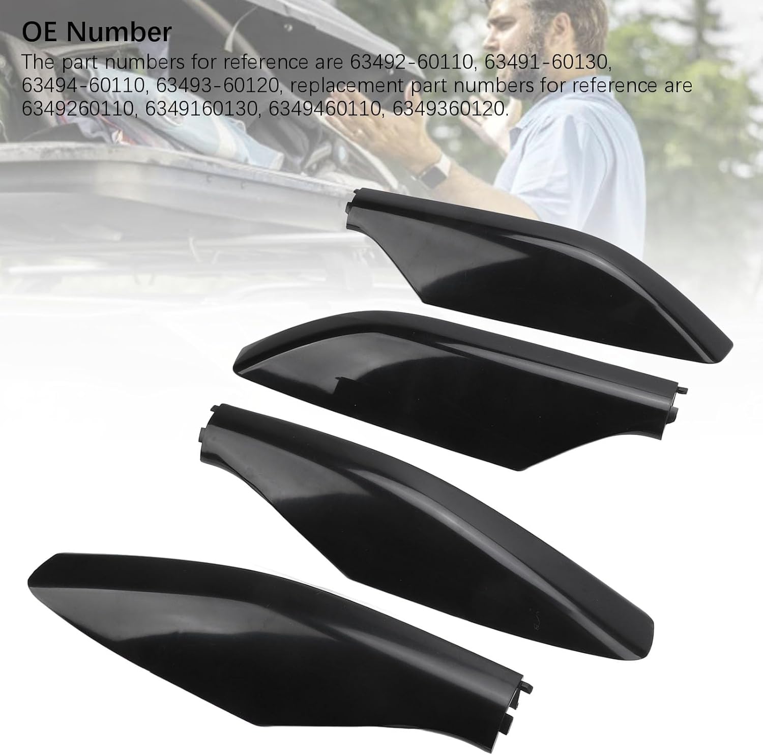 Shkalacar Roof Rack Rail End Cover Cap, Replacement for Prado 2010 2018, ABS Plastic Detachable with Stylish Look Replacement Parts Prado Roof Rack End Cap Trim Shell Cargo