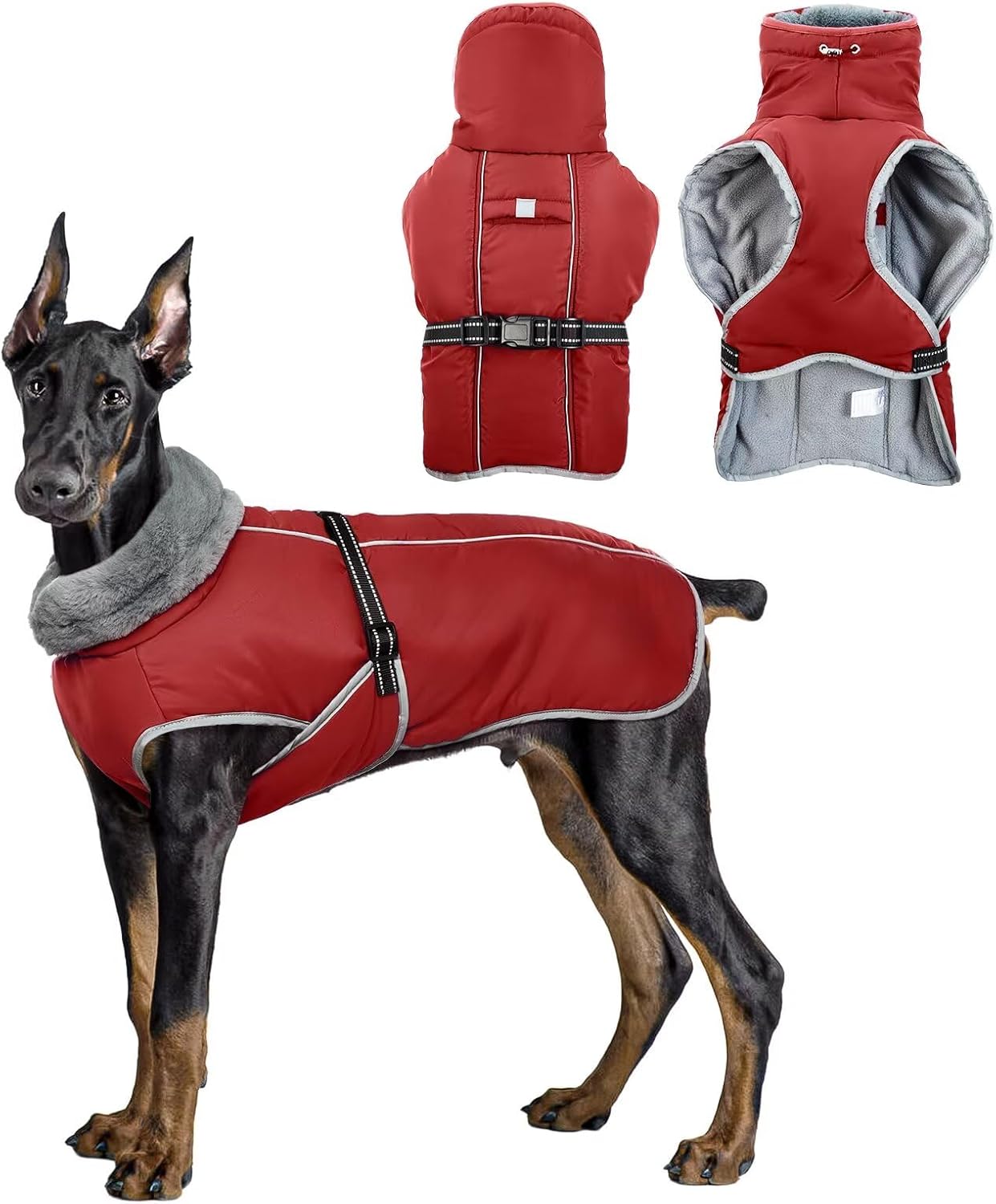 Dog Winter Coat,Waterproof Dog Jacket,Reflective Warm Dogs Snow Coat,Pet Clod Weather Vest,Adjustable Pet Snowsuit with Fleece Lined,Thermal Cold Weather Coats for Small Medium Large Dogs