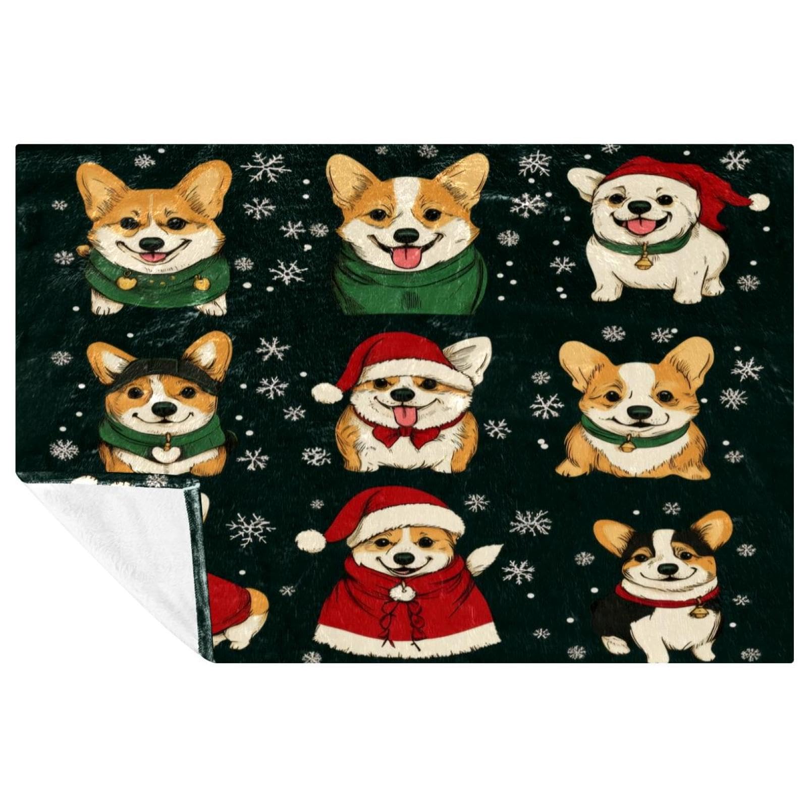 Corigh en tissu imprimé chapeau de Noël doux pour lit et canapé 150x100 cm