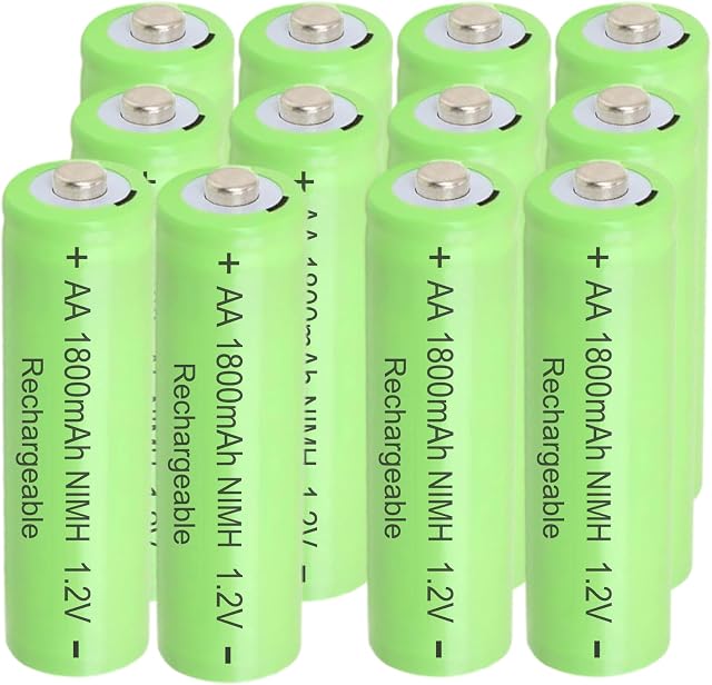12 Count 1.2V AA 1800mAh Ni-MH Rechargeable Batteries High-Capacity, Low Self-Discharge,1200 Recycle,Pre-Charged