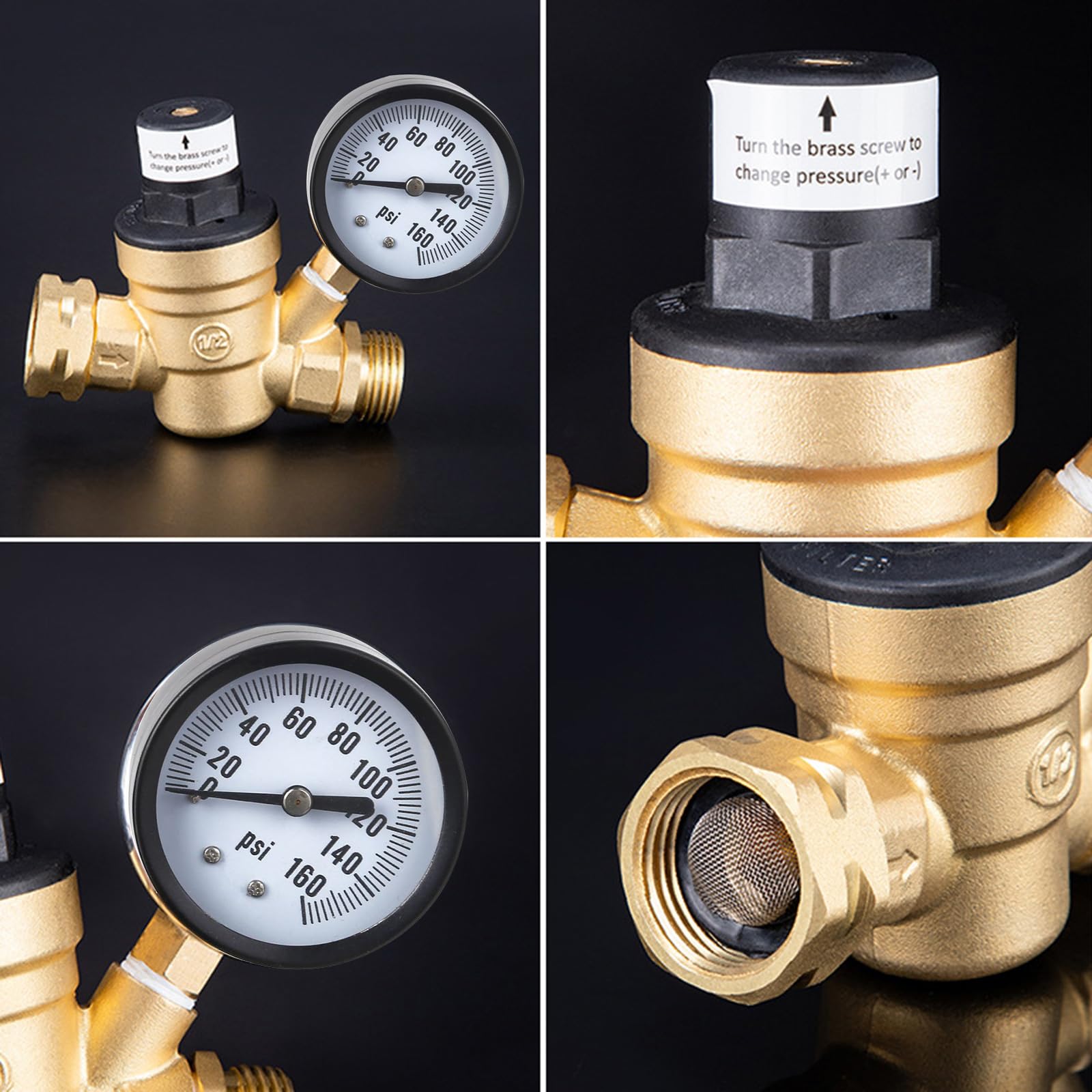 RVsWater regolatore di pressione professionale valvole di riduzione della pressione con manometro regolabile per rimorchio da viaggio